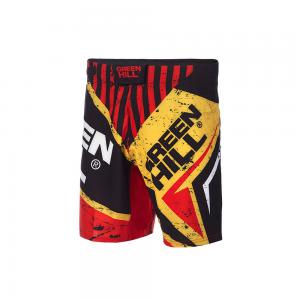 MMS-3851 ШОРТЫ ДЛЯ MMA Р.L КРАСНО-ЖЕЛТЫЕ - Спортивный тренажерный интернет магазин Кумитеспорт