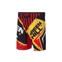 MMS-3851 ШОРТЫ ДЛЯ MMA Р.L КРАСНО-ЖЕЛТЫЕ - Спортивный тренажерный интернет магазин Кумитеспорт