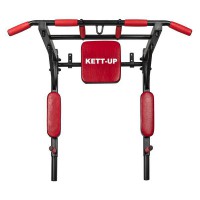 Турник Брусья 3 в 1 KETT-UP KRAFT рама- черный/ручки-красный/кожа-красный,торцы черные KU201 - Спортивный тренажерный интернет магазин Кумитеспорт